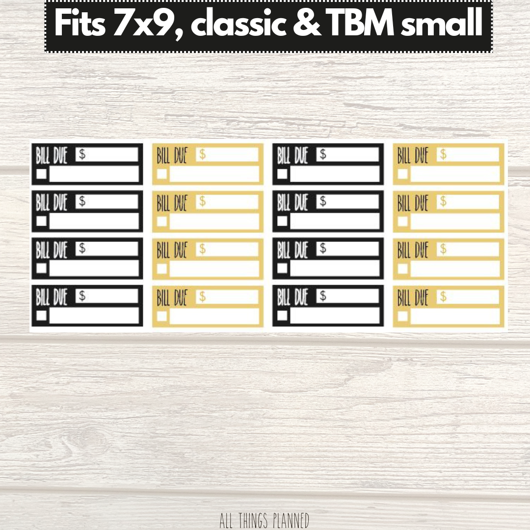 7x9 | Classic | TBM SMALL | Jan. (New Year) Bill Due Stickers