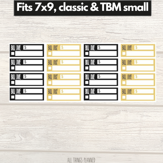 7x9 | Classic | TBM SMALL | Jan. (New Year) Bill Due Stickers