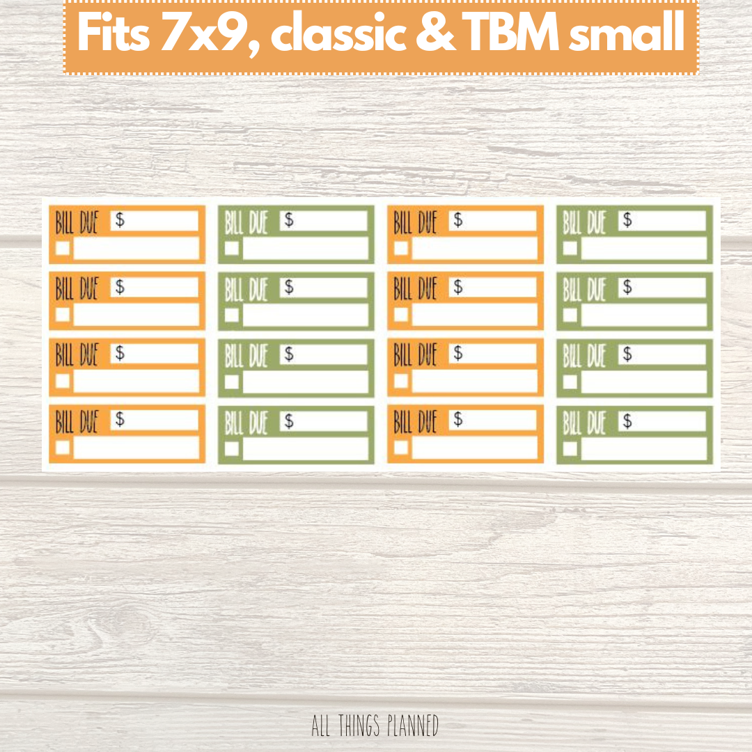 7x9 | Classic | TBM SMALL | Mar. (Honey Jar) Bill Due Stickers
