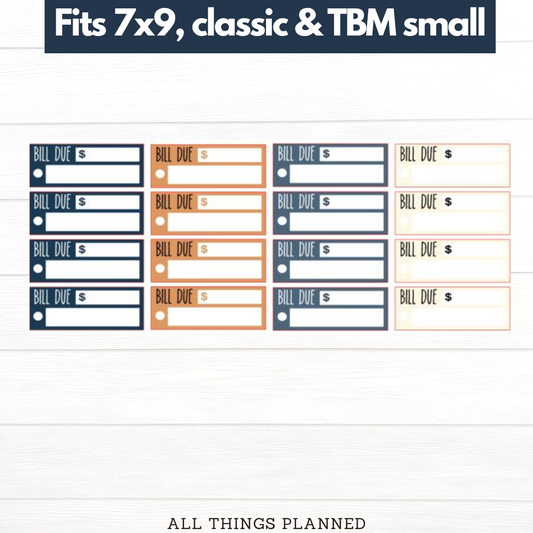 7x9 | Classic | TBM SMALL | Nov (Fall Cottage) Bill Due Stickers