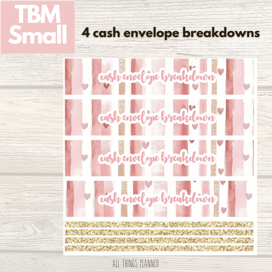Small Feb. (Love Bliss) Cash Envelope Breakdown