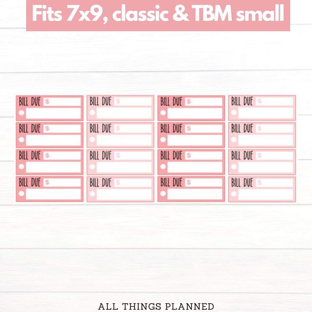 7x9 | Classic | TBM SMALL | Feb. (Valentines) Bill Due Stickers