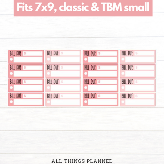 7x9 | Classic | TBM SMALL | Feb. (Valentines) Bill Due Stickers