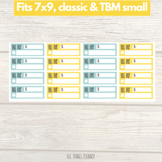 7x9 | Classic | TBM SMALL | Mar. (Butterflies) Bill Due Stickers