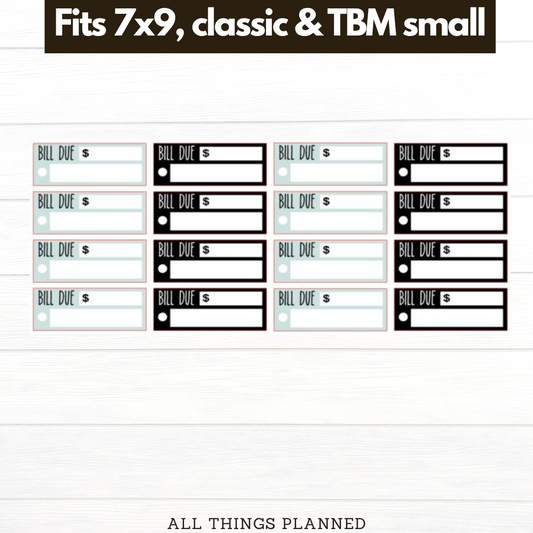 7x9 | Classic | TBM SMALL | Oct (Pumpkins Bows) Bill Due Stickers