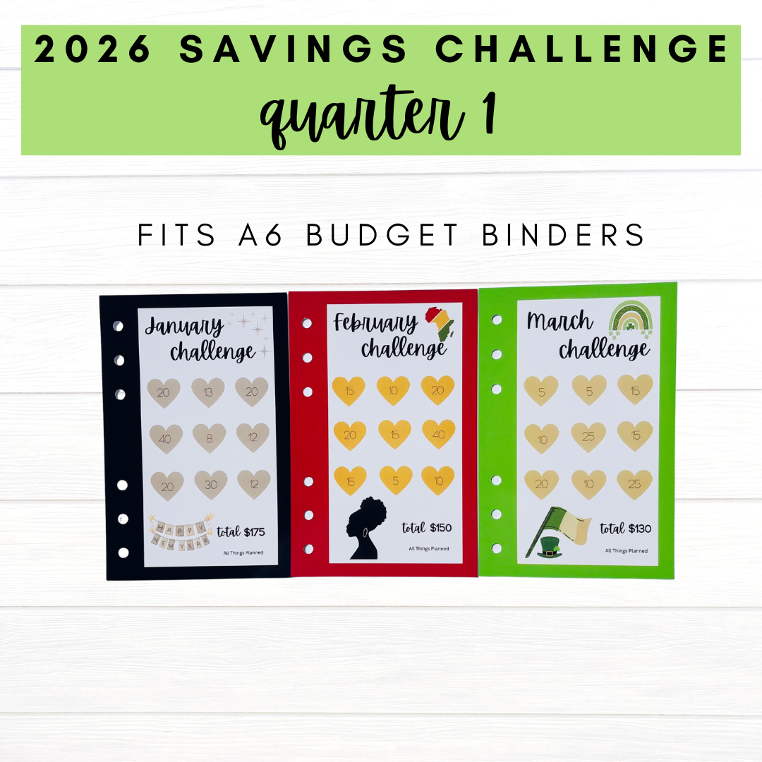 2026 Savings Challenge Cards - Quarter 1
