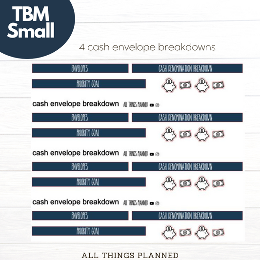 Small Nov (Fall Cottage) Cash Envelope Breakdown