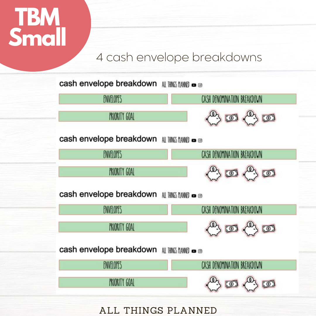 Small Mar. (Ladybugs) Cash Envelope Breakdown