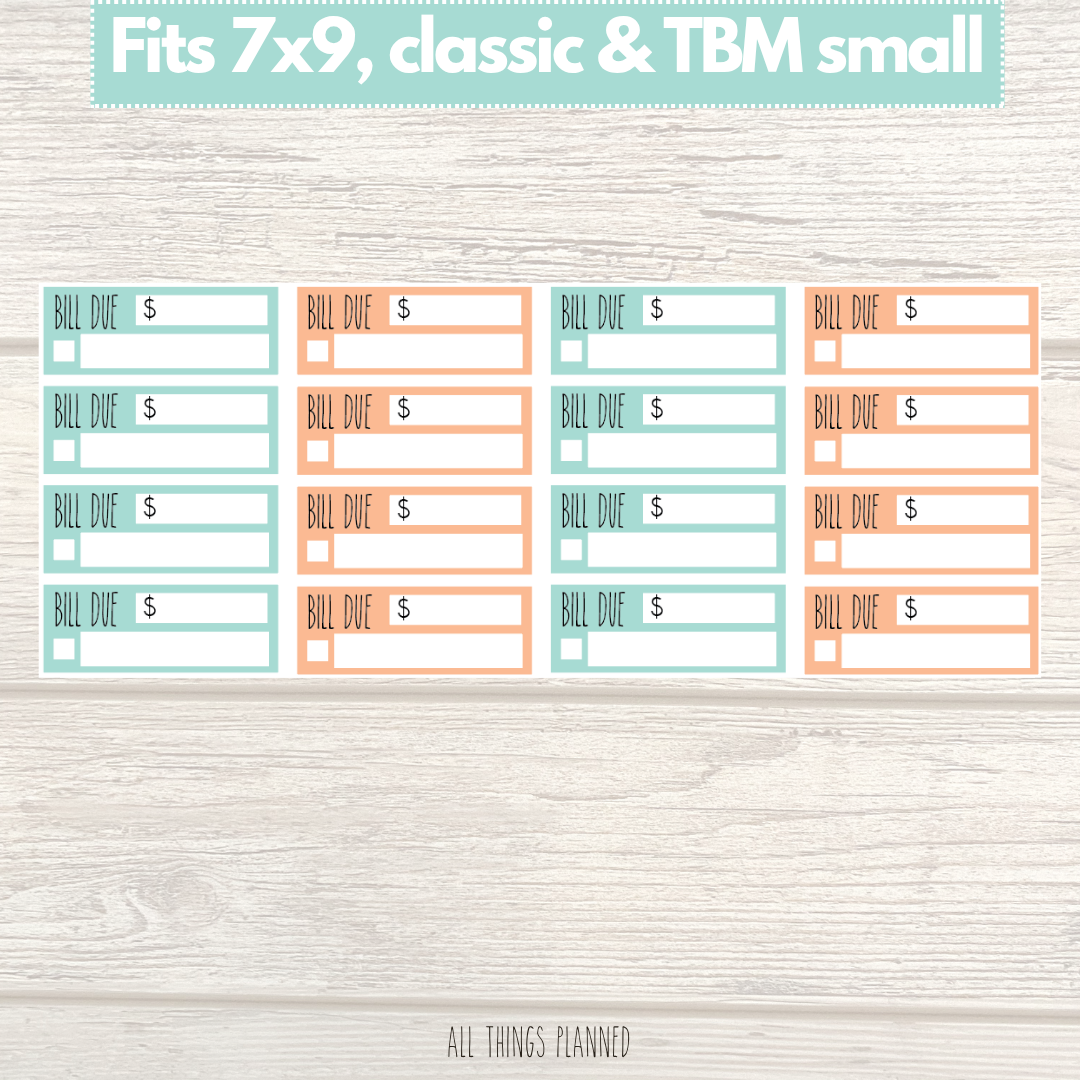 7x9 | Classic | TBM SMALL | Aug. (Summer Bloom) Bill Due Stickers