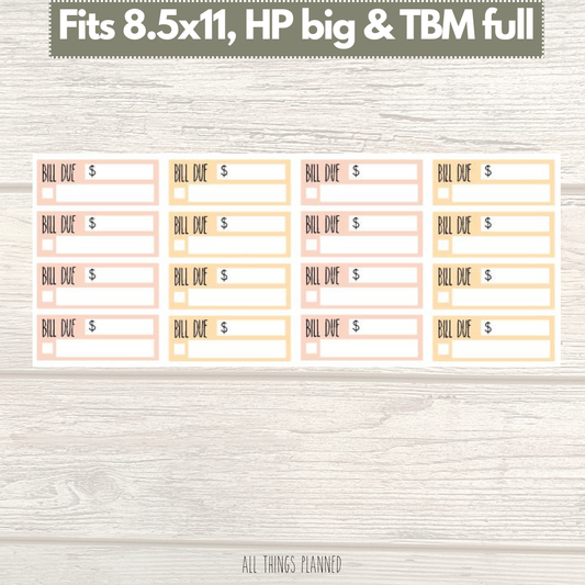 8.5x11 | Big | TBM FULL | May (Spring Florals) Bill Due Stickers