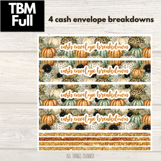 Full Oct. (Pumpkins) Cash Envelope Breakdown