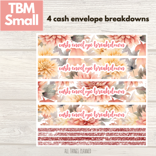 Small Oct. (Fall Florals) Cash Envelope Breakdown