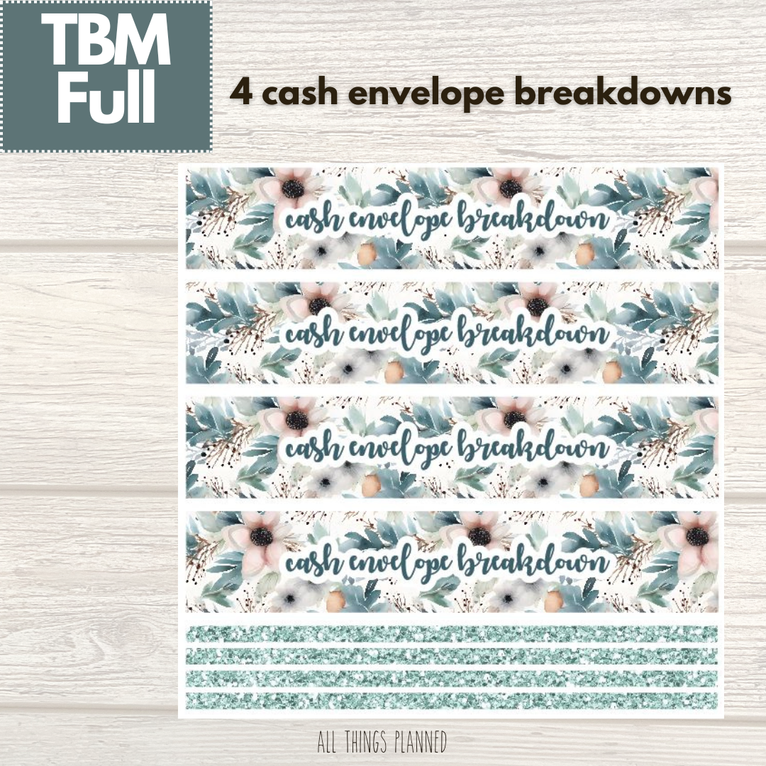Full Feb. (Winter Florals) Cash Envelope Breakdown