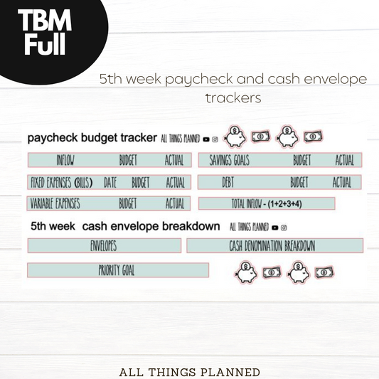 Full Oct (Pumpkins Bows) Week 5 Cash Envelope + Paycheck Budget