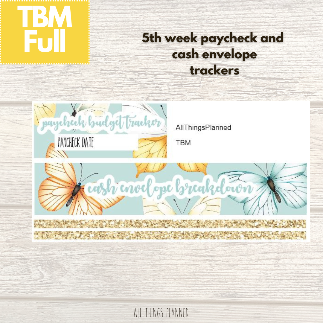 Full Mar. (Butterflies) Week 5 Cash Envelope + Paycheck Budget