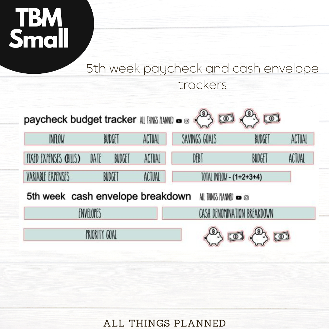 Small Oct (Pumpkins Bows) Week 5 Cash Envelope + Paycheck Budget