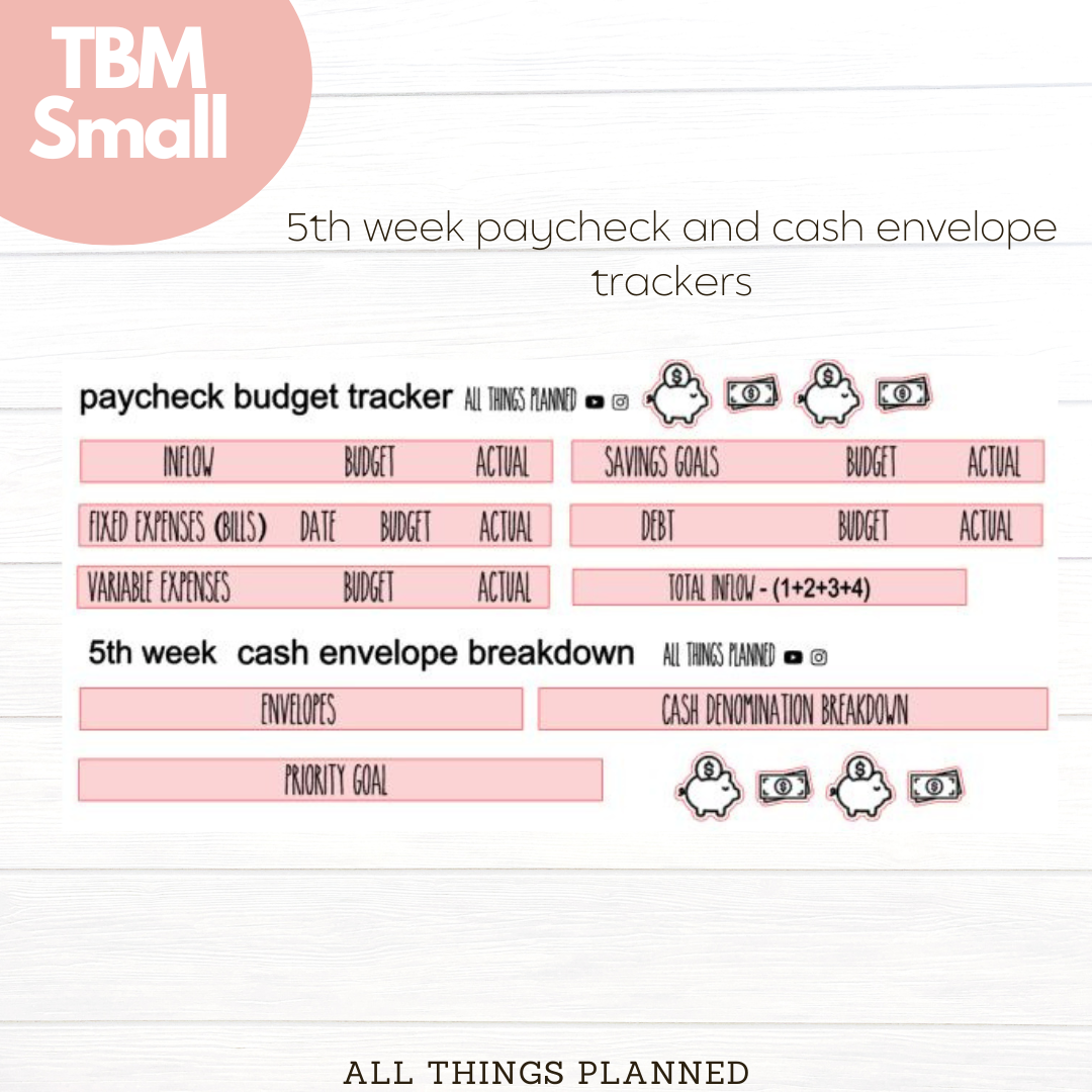 Small Oct (Pink Caffeine) Week 5 Cash Envelope + Paycheck Budget
