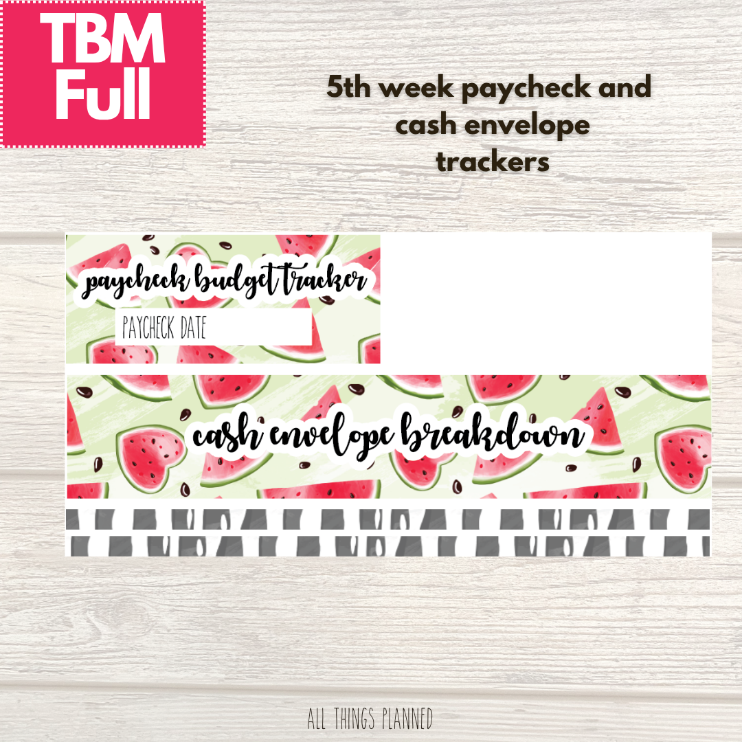 Full July (Watermelon) Week 5 Cash Envelope + Paycheck Budget