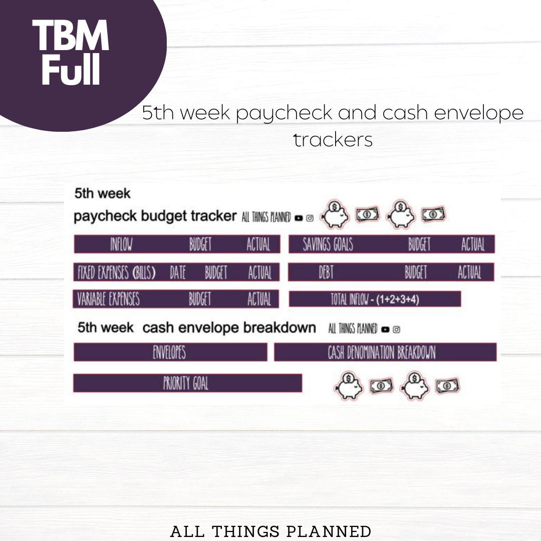 Full Feb. (Winter Flowers) Week 5 Cash Envelope + Paycheck Budget