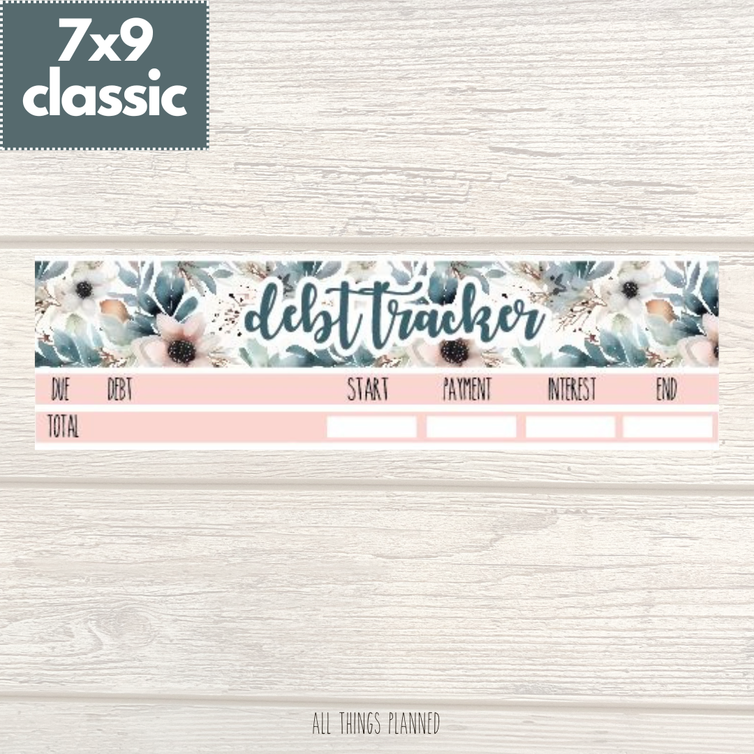7x9 | Classic | Feb. (Winter Florals) Debt Tracker