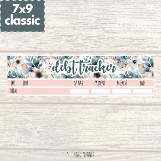 7x9 | Classic | Feb. (Winter Florals) Debt Tracker