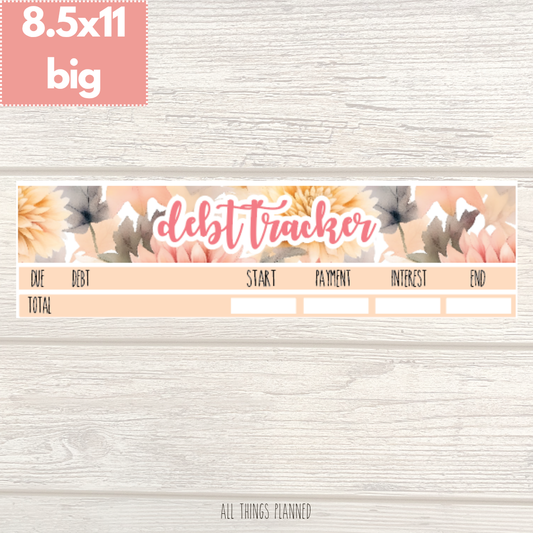 8.5x11 | Big | Oct. (Fall Florals) Debt Tracker