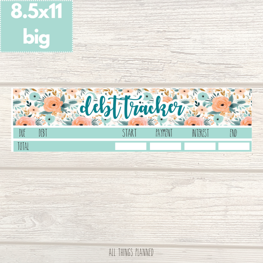 8.5x11 | Big | Aug. (Summer Bloom) Debt Tracker