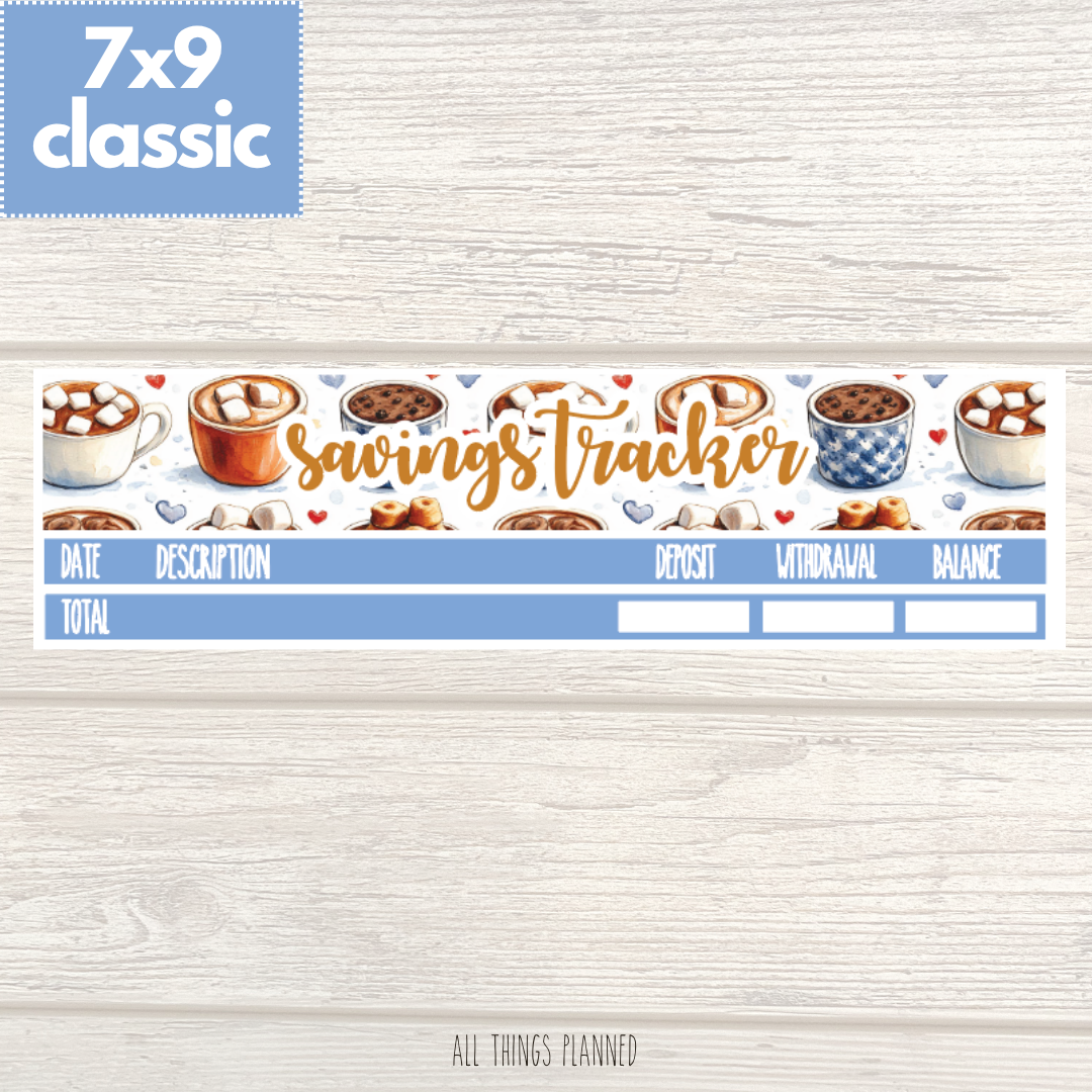 7x9 | Classic | Dec. (Cozy Cups) Savings Tracker