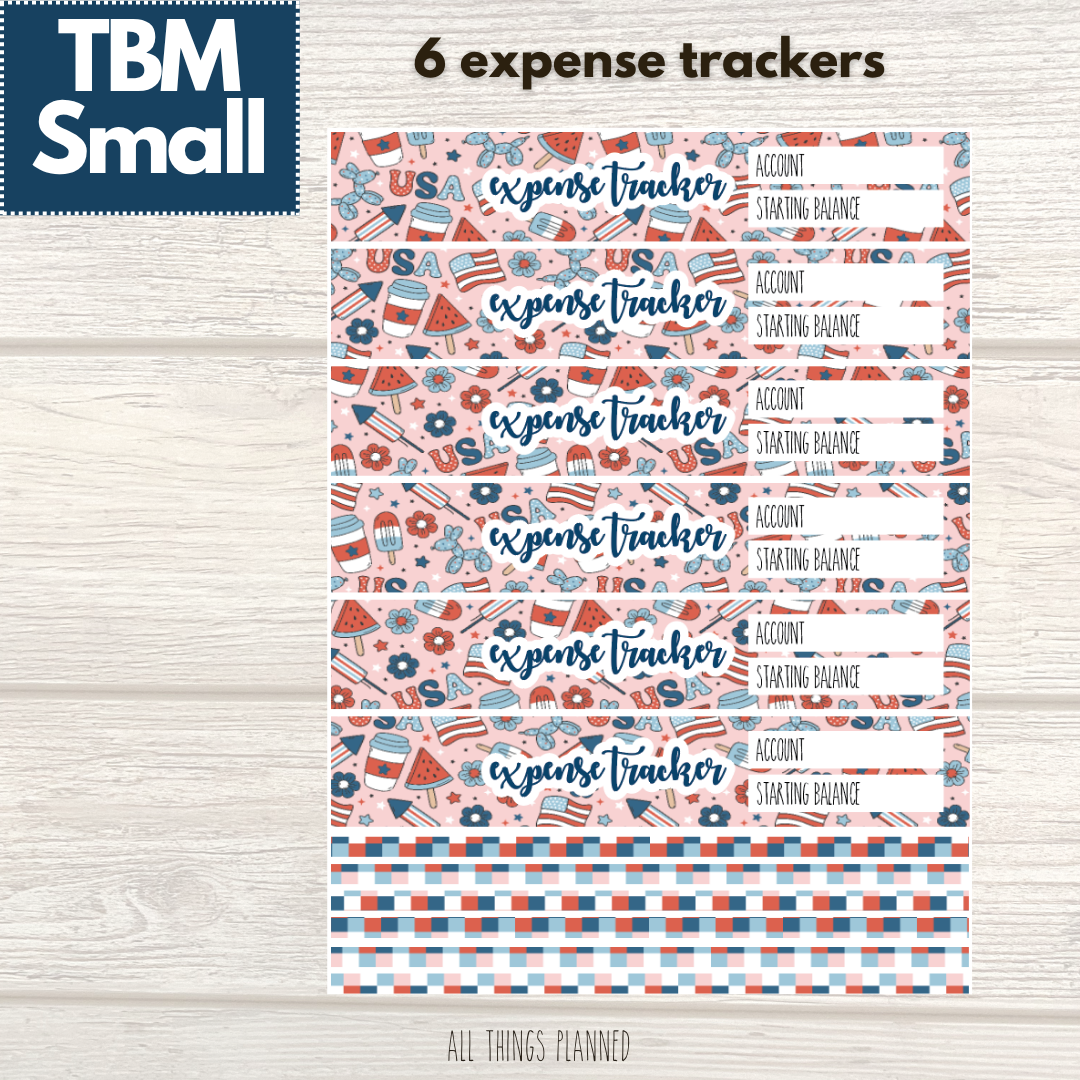 Small July (Happy 4th) Expense Trackers