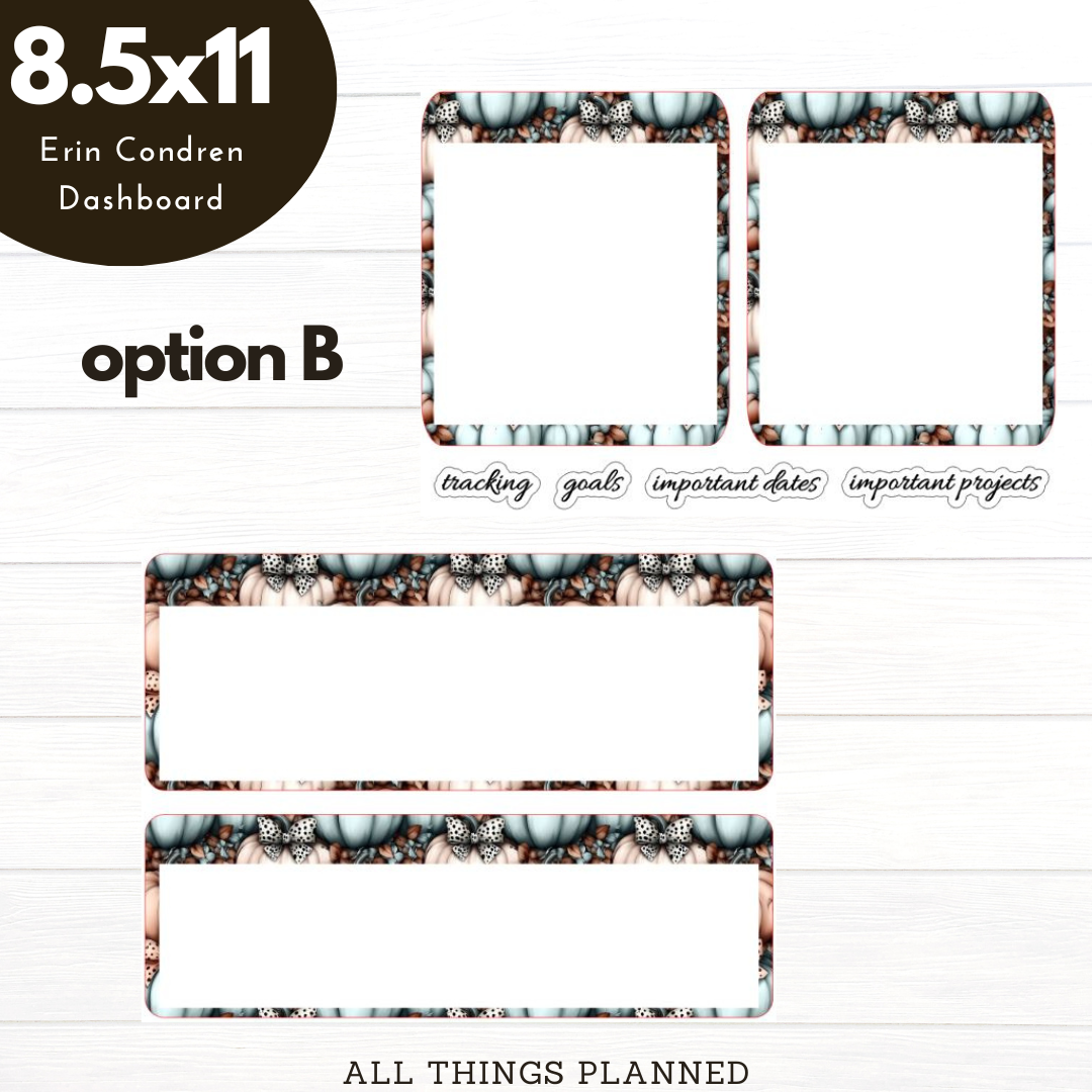 8.5x11 Oct (Pumpkins Bows) NEW Dashboard