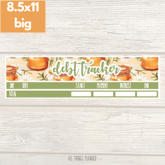 8.5x11 | Big | Mar. (Honey Jar) Debt Tracker