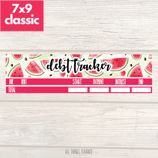 7x9 | Classic | July (Watermelon) Debt Tracker