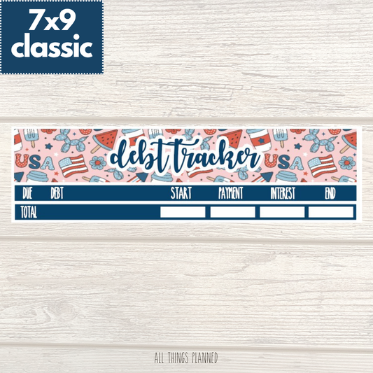 7x9 | Classic | July (Happy 4th) Debt Tracker