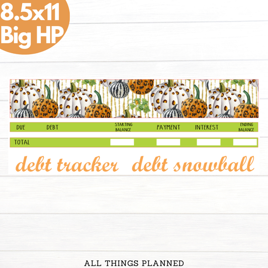 8.5x11 | Big | Oct. (Leopard Pumpkins) Debt Tracker