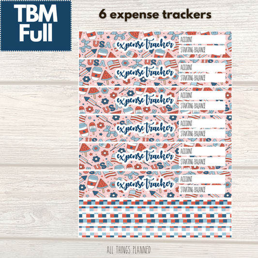 Full July (Happy 4th) Expense Trackers