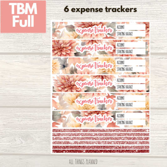 Full Oct. (Fall Florals) Expense Trackers