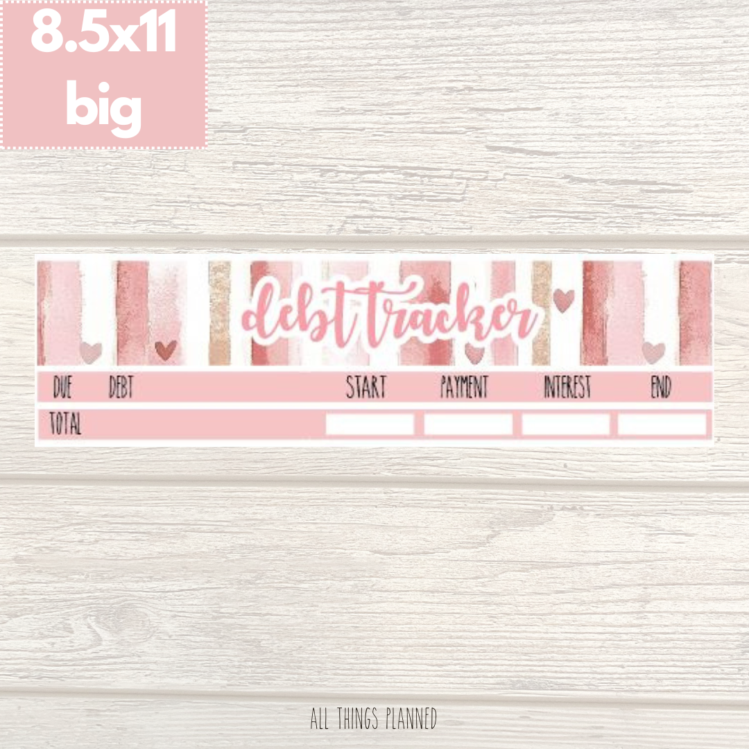 8.5x11 | Big | Feb. (Love Bliss) Debt Tracker