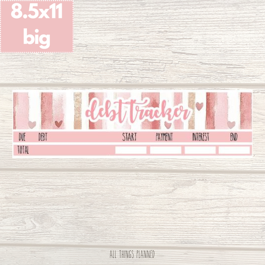 8.5x11 | Big | Feb. (Love Bliss) Debt Tracker