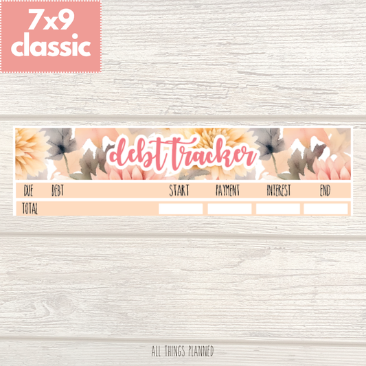 7x9 | Classic | Oct. (Fall Florals) Debt Tracker