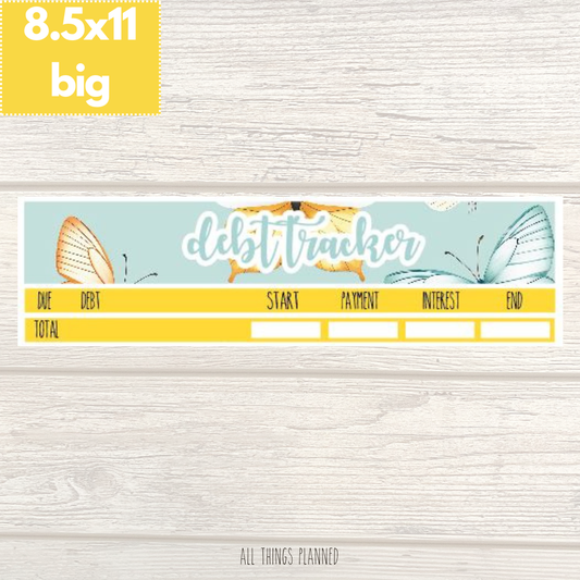 8.5x11 | Big | Mar. (Butterflies) Debt Tracker