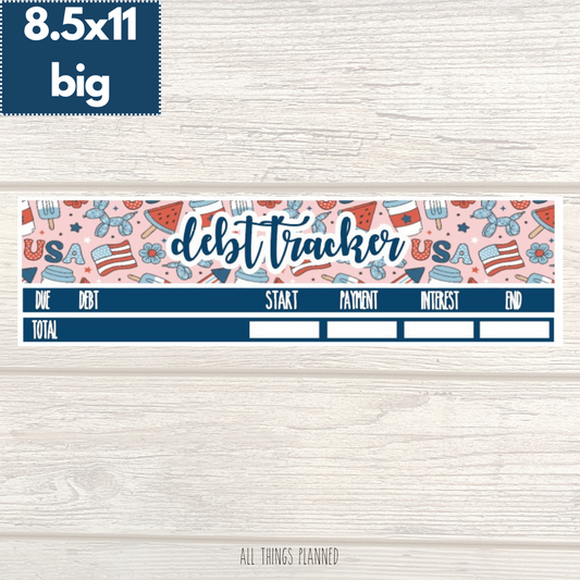 8.5x11 | Big | July (Happy 4th) Debt Tracker