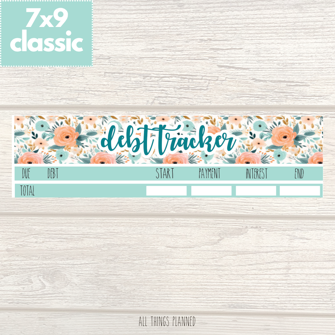 7x9 | Classic | Aug. (Summer Bloom) Debt Tracker