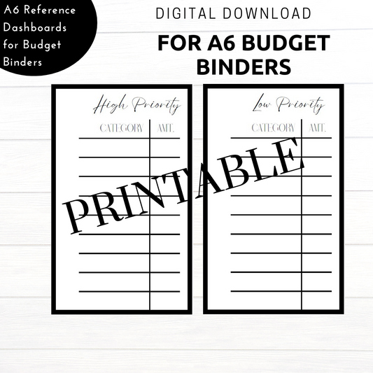 White PRINTABLE Reference Dashboards