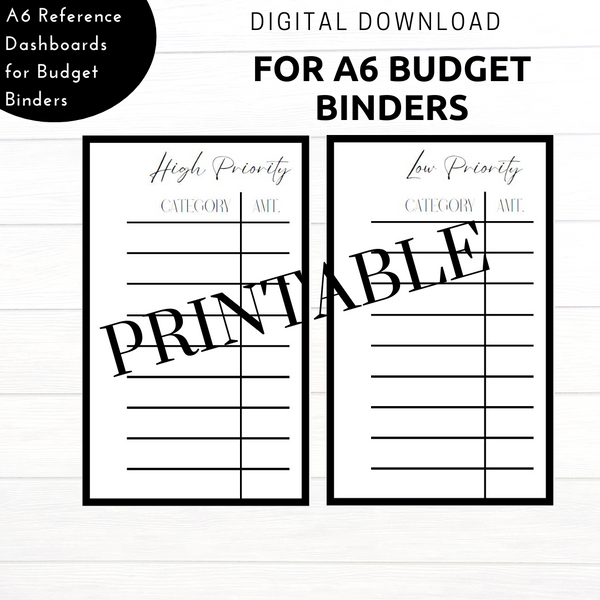 White PRINTABLE Reference Dashboards – All Things Planned