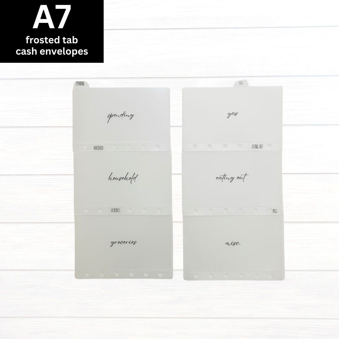 A7 Frosted Tab Cash Envelopes (set of 6)