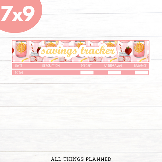 7x9 June (Pink Lemonade) Savings Tracker