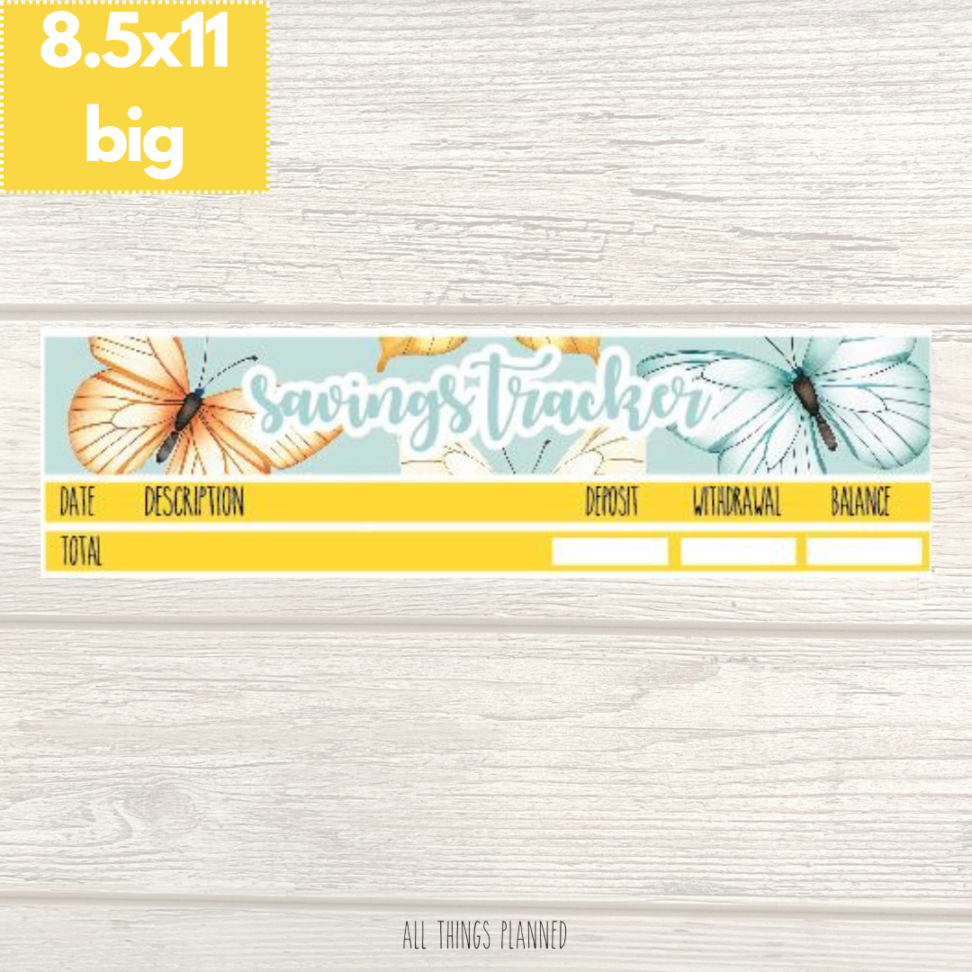 8.5x11 | Big | Mar. (Butterflies) Savings Tracker