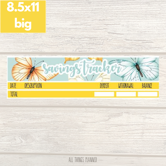 8.5x11 | Big | Mar. (Butterflies) Savings Tracker
