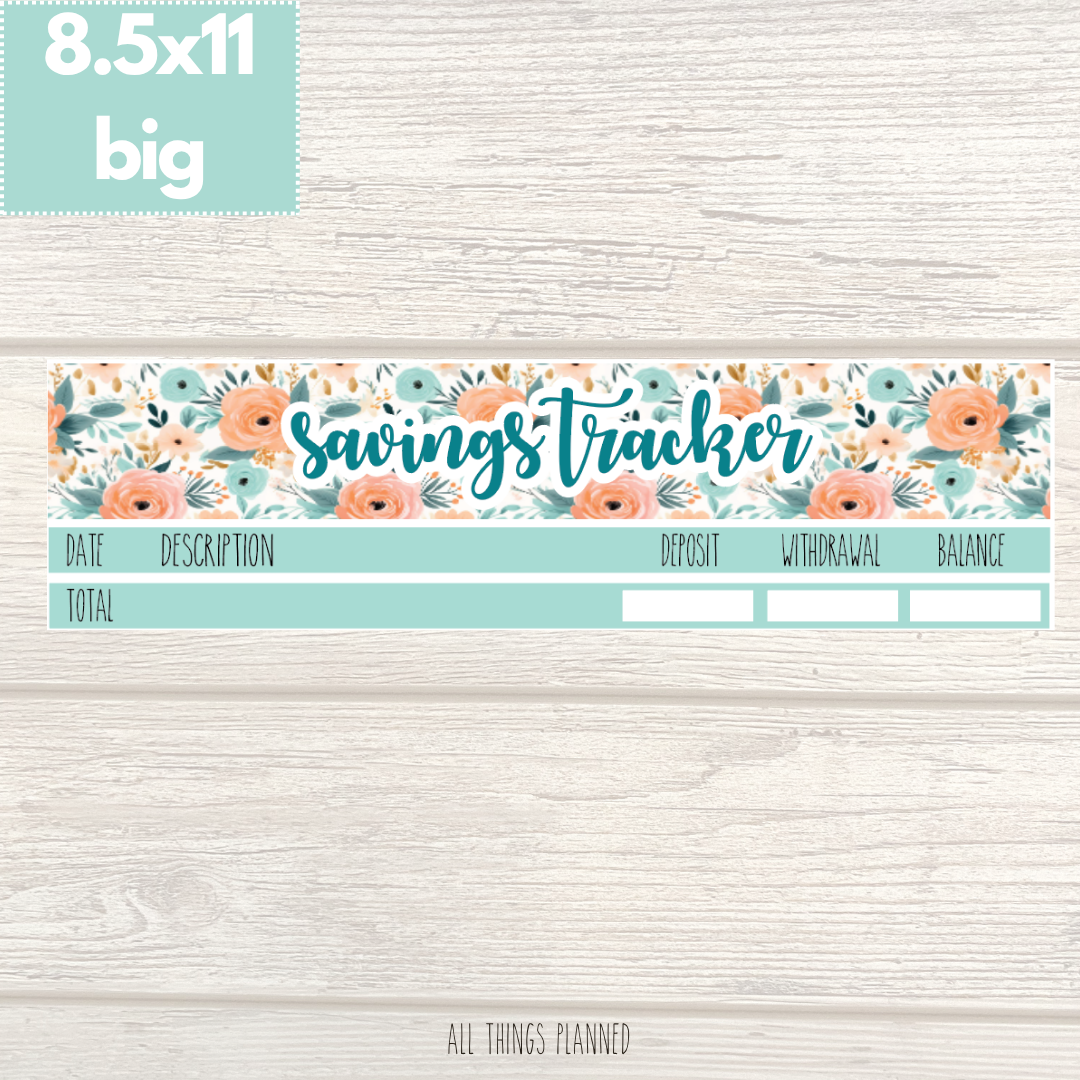 8.5x11 | Big | Aug. (Summer Bloom) Savings Tracker