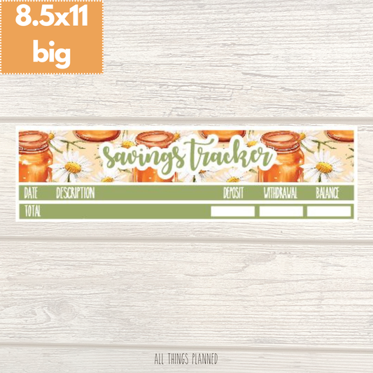 8.5x11 | Big | Mar. (Honey Jar) Savings Tracker